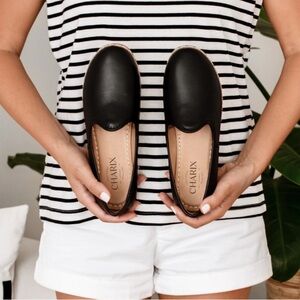 Charix Black Slip on Leather Artisan Shoes women’s size 9